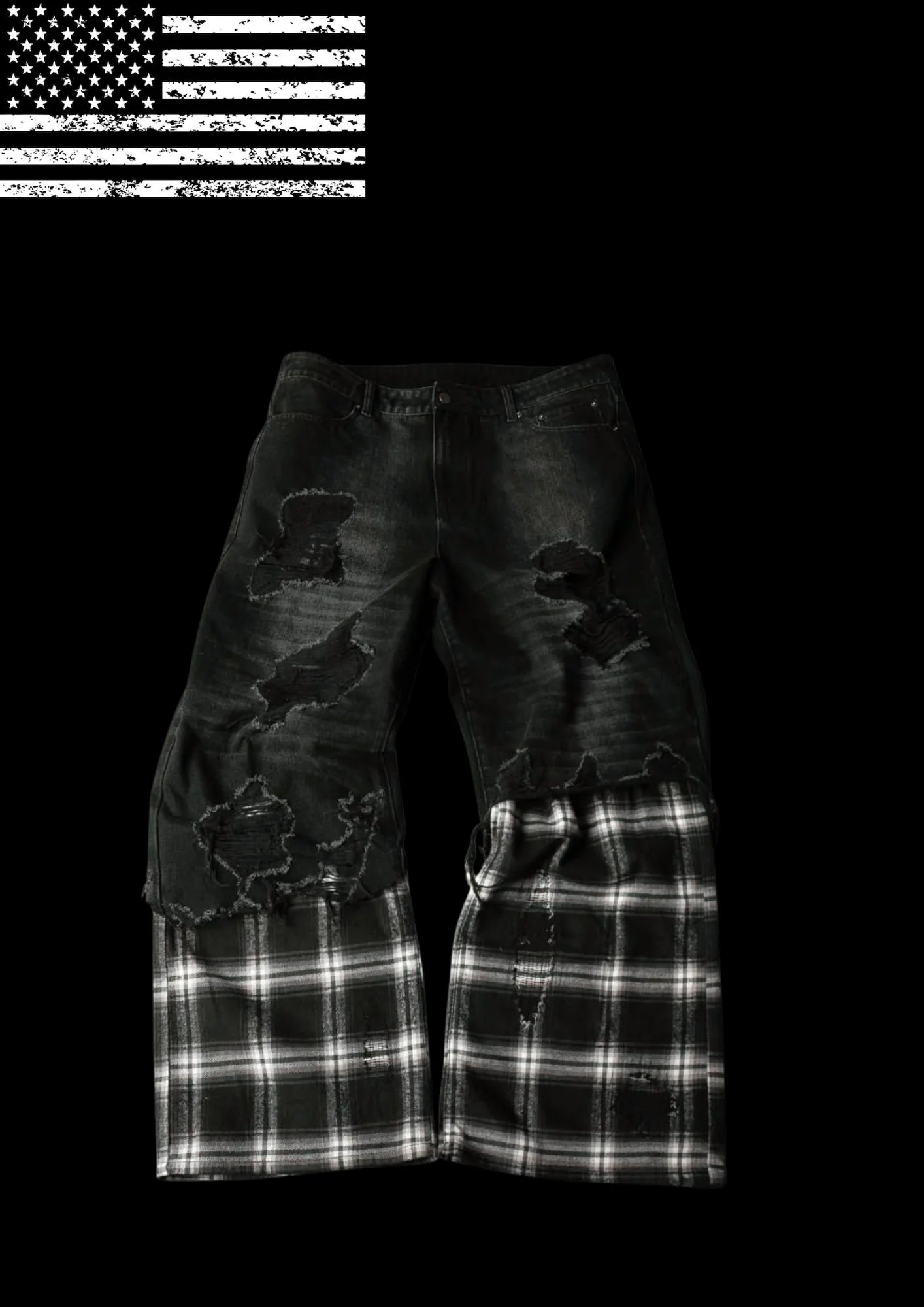 'PLAID' FLARED JEANS𖦏